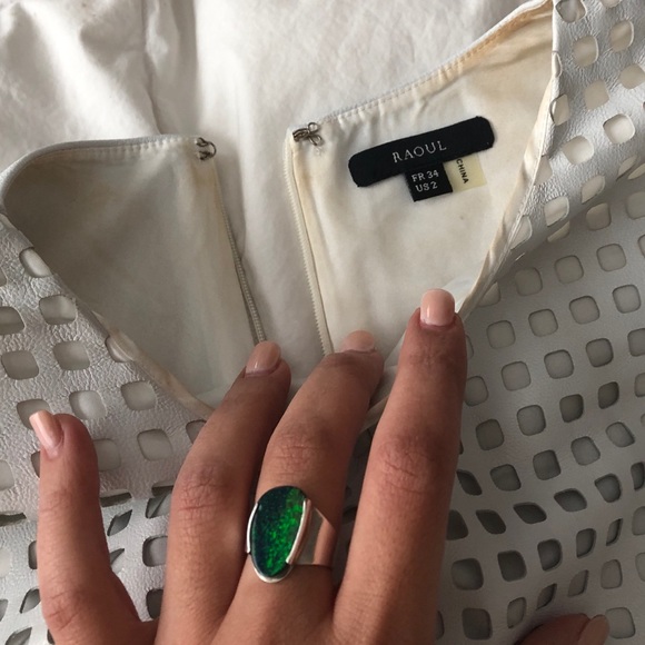 RAOUL perforated Genuine Leather white shift dress - Picture 6 of 8